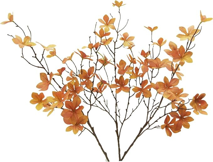 3PCS Artificial Fall Stems Faux Branches with Leaves for Vase Fake Plants for Home Table Autumn F... | Amazon (US)