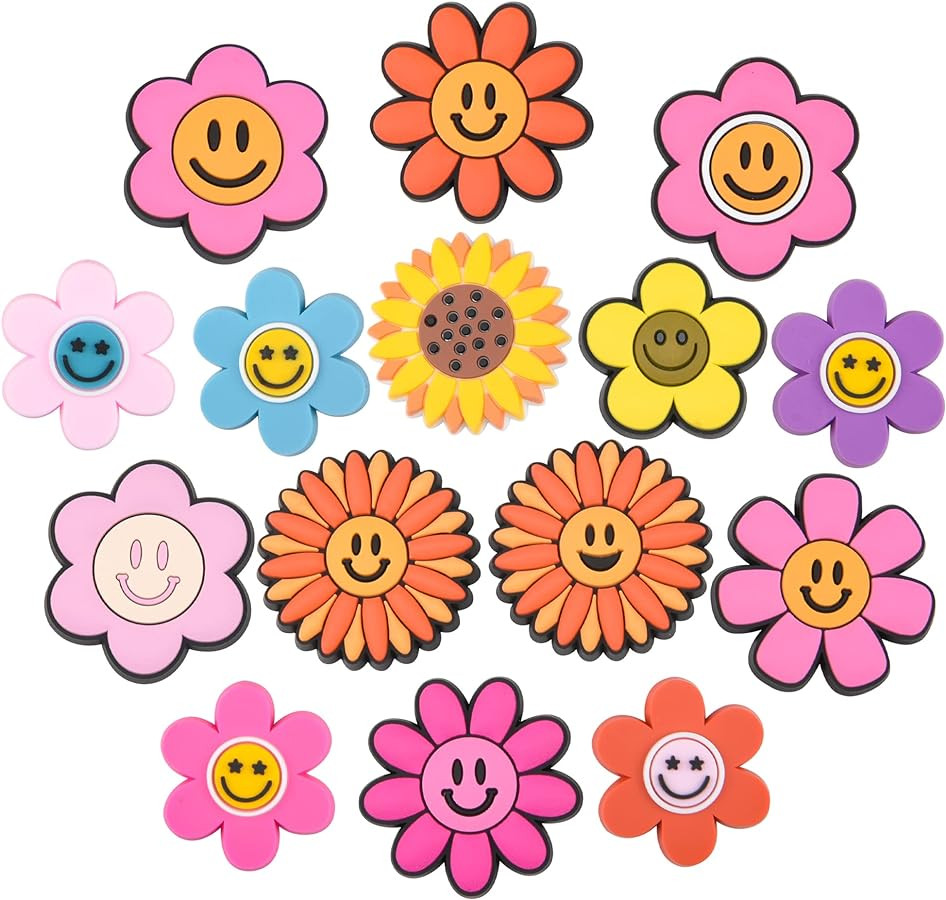 Smile Face Shoe Charms Kids Boys Girls Colorful Flower Shoes Accessories for Birthday Gifts | Amazon (US)