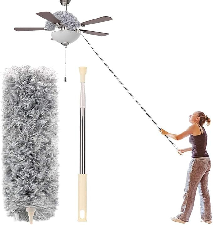 Microfiber Duster with Extension Pole(Stainless Steel) 30 to 100'', with Bendable Head, Extendabl... | Amazon (US)