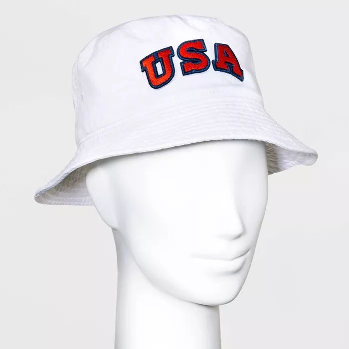 Mighty Fine Adult USA Bucket Cap - White | Target
