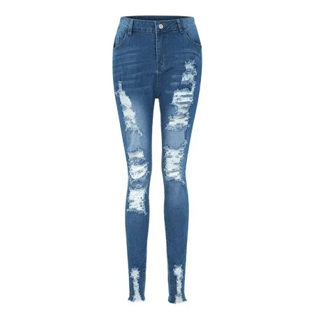 dmqupv Dressy Pants for Women Women High Waisted Jeans Trouser Baggy Ripped Jeans Fashion Slim fit P | Walmart (US)