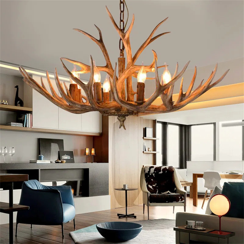 Escher Retro Antler Resin Chandelier Countryside Pendant Light | Wayfair North America