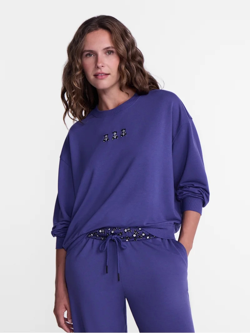 Halloween and Fall Women's French Terry Knit Lounge Sleep Top with Long Sleeves, Sizes XS-3X | Walmart (US)