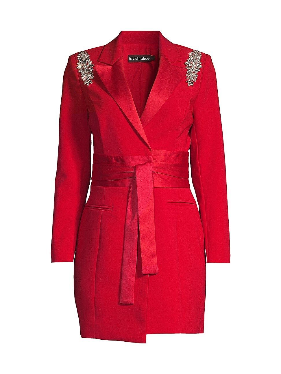 Women's Diamante Embellished Wrap Blazer Minidress - Red - Size 2 | Saks Fifth Avenue