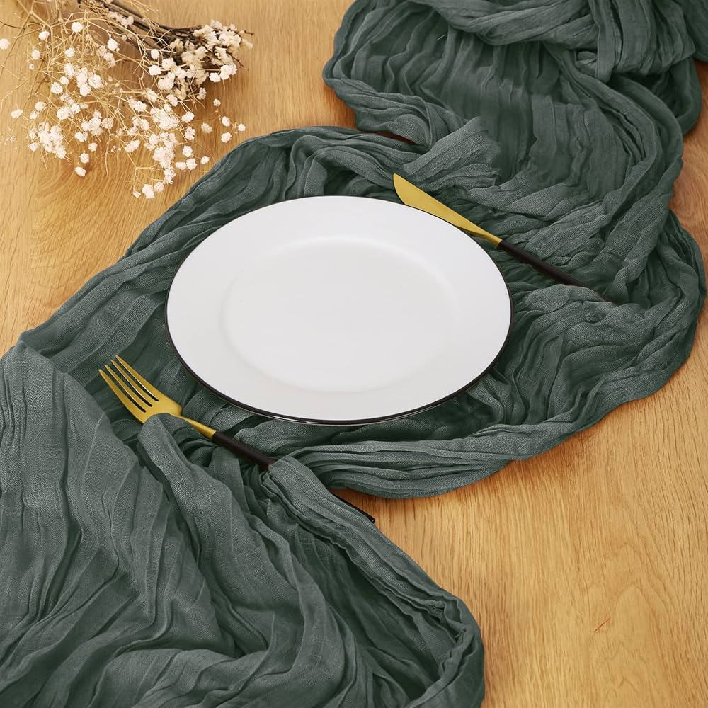 Amazon.com: Ruisita Gauze Table Runner 10 Ft x 36 Inch Rustic Cheesecloth Table Runner with Hemp ... | Amazon (US)