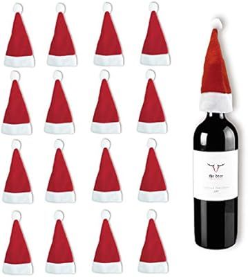 Mini Santa Hat, Mini Santa Hat Cup Bottles Cover, 24PCS Christmas Santa Hats Silverware Holders M... | Amazon (US)