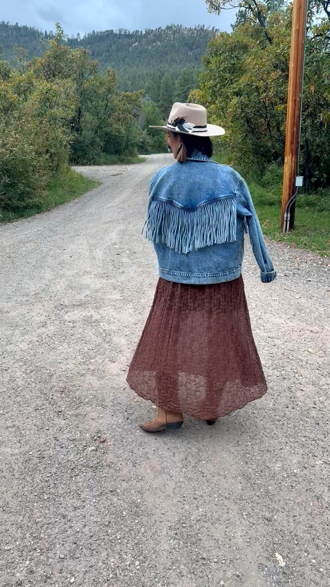 Western look on the ranch! Chocolate, brown lace dress with a super fun fringe, denim jacket! 

- Dress - size small 
- denim jacket - size small 
- custom hat
- earrings by Nickel & Suede 

#LTKOver40 #LTKSaleAlert #LTKStyleTip