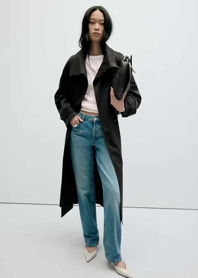 Long funnel neck belted trench coat | MANGO (UK)