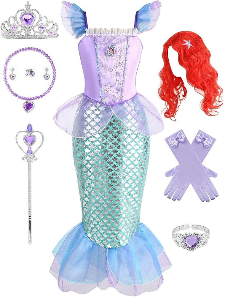 Mermaid Dress for Little Girls Cosplay Princess Ariel Costumes Birthday Party Christmas Halloween... | Amazon (US)