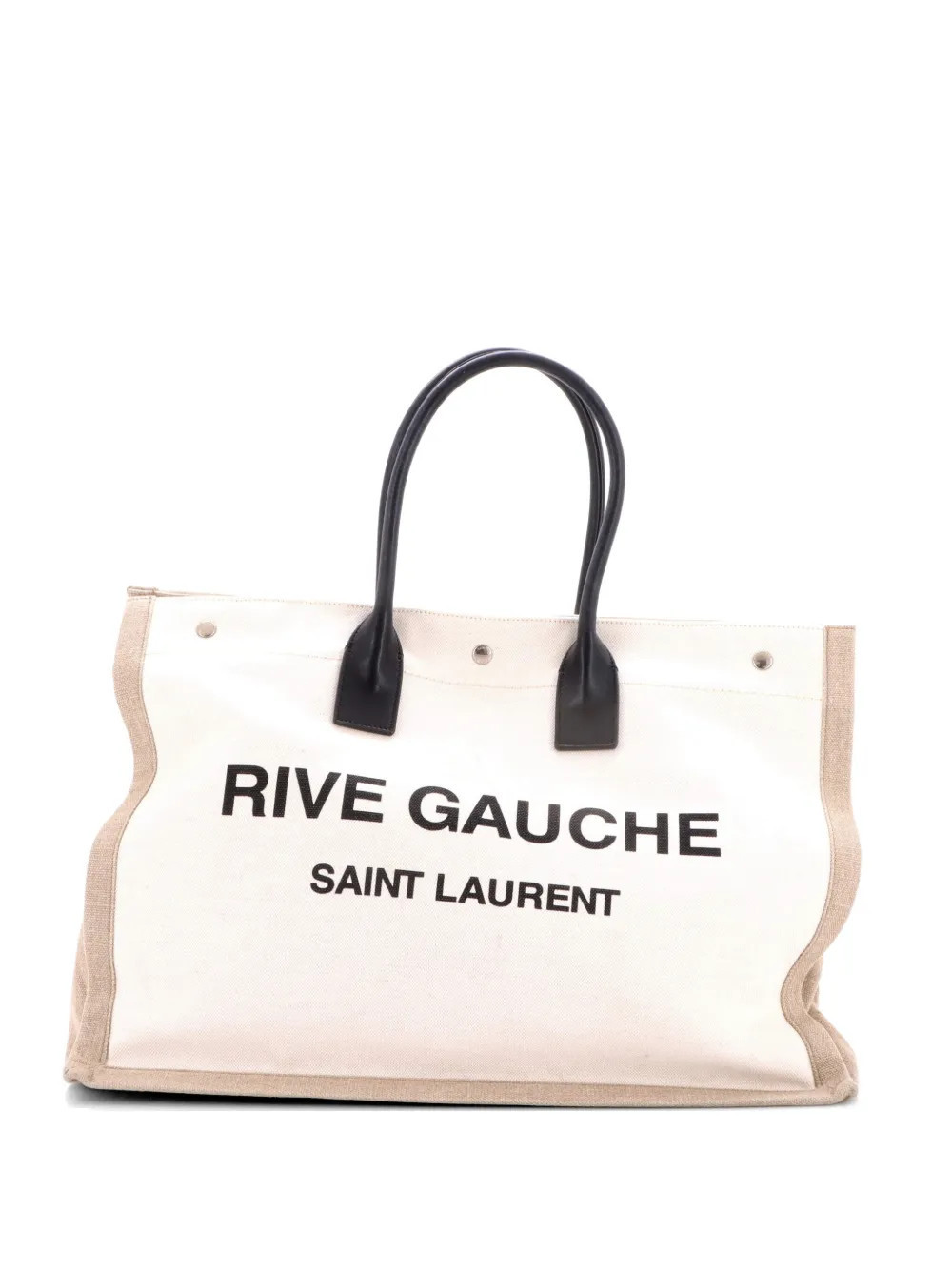 Saint Laurent Pre-Owned Rive Gauche Shopper Canvas Large tote bag - Neutrals | Farfetch Global