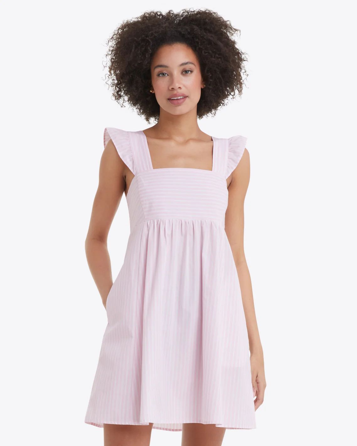 Maddie Babydoll Dress in Pink Stripe | Draper James (US)