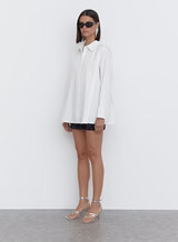 White Panelled Oversized Shirt - Brynn | 4th & Reckless
