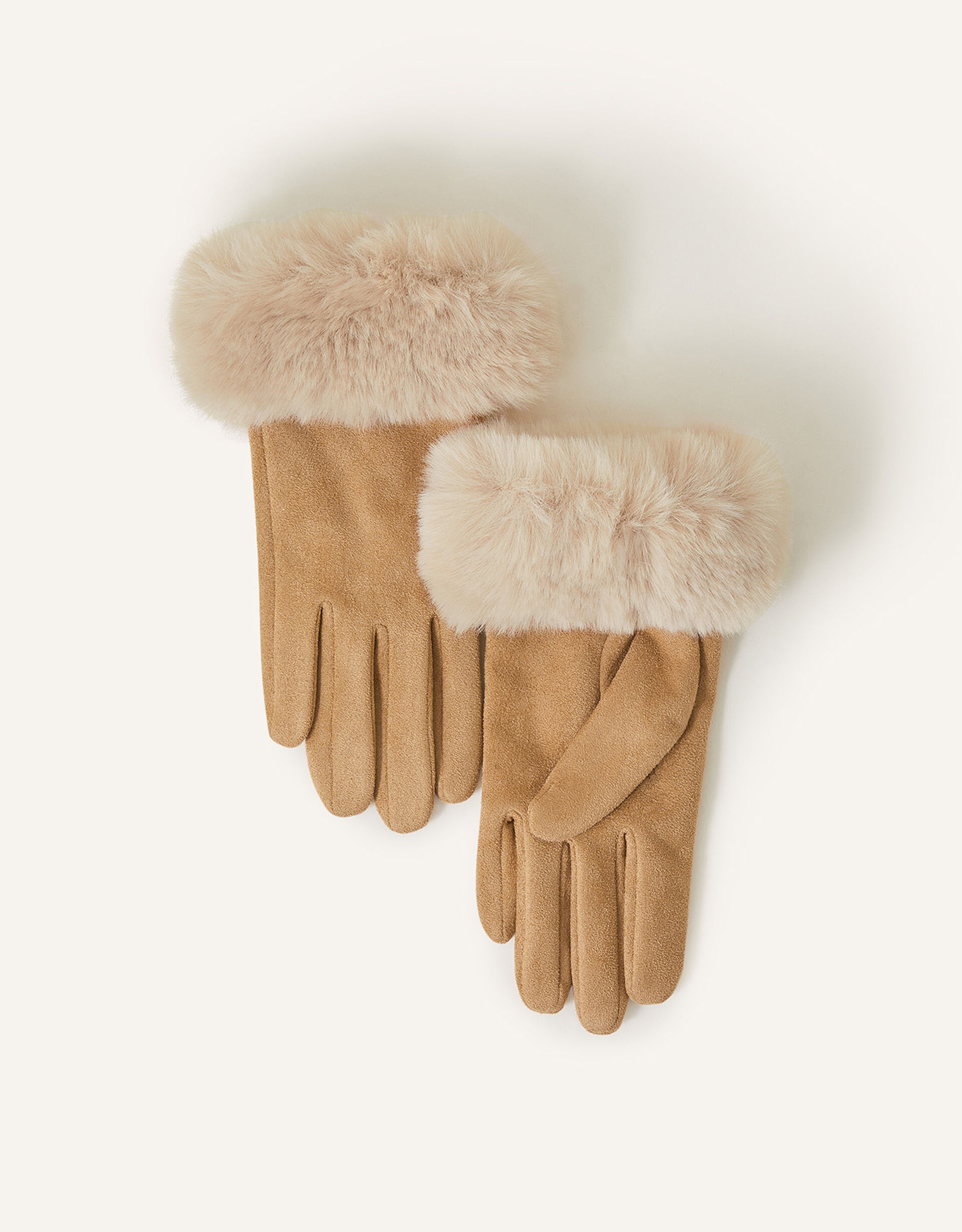 Suedette Faux Fur Cuff Gloves Natural | Accessorize (Global)