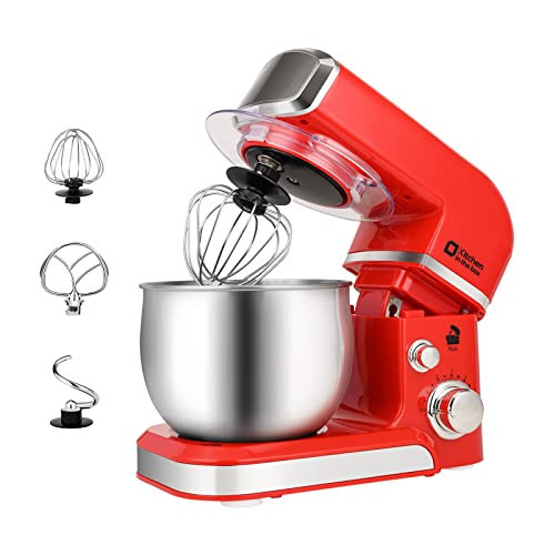 Stand Mixer, Kitchen in the box 3.2Qt Small Electric Food Mixer,6 Speeds Portable Lightweight Kitchen Mixer for Daily Use with Egg Whisk,Dough Hook,Flat Beater (Red) | Amazon (US)