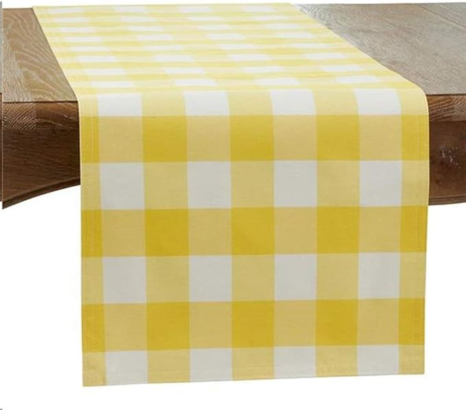 Fennco Styles Buffalo Plaid Collection Classic Checked Cotton Blend Table Runner - Yellow 16 x 72... | Amazon (US)