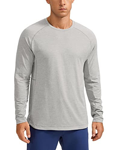 CRZ YOGA Lightweight Long Sleeve Shirts for Men Moisture Wicking Quick Dry T-Shirt Workout Running Basic Tee Tops Light Gray Heather Large | Amazon (US)