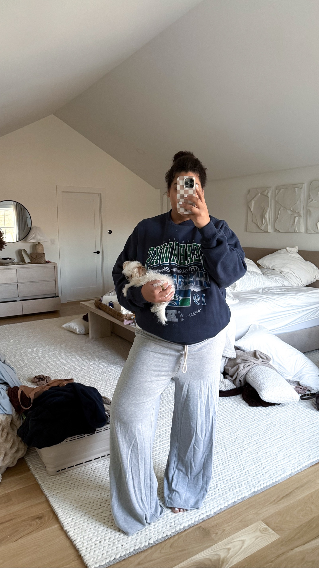 sick realistic midsize outfit of the day 1/15/26 — love the abercrombie nfl football collection! ✨🏈 I’m 5’9” size 12/XL 25 weeks pregnant wearing a size XL on top & L on bottom! 

#LTKFindsUnder100 #LTKootd #LTKMidsize