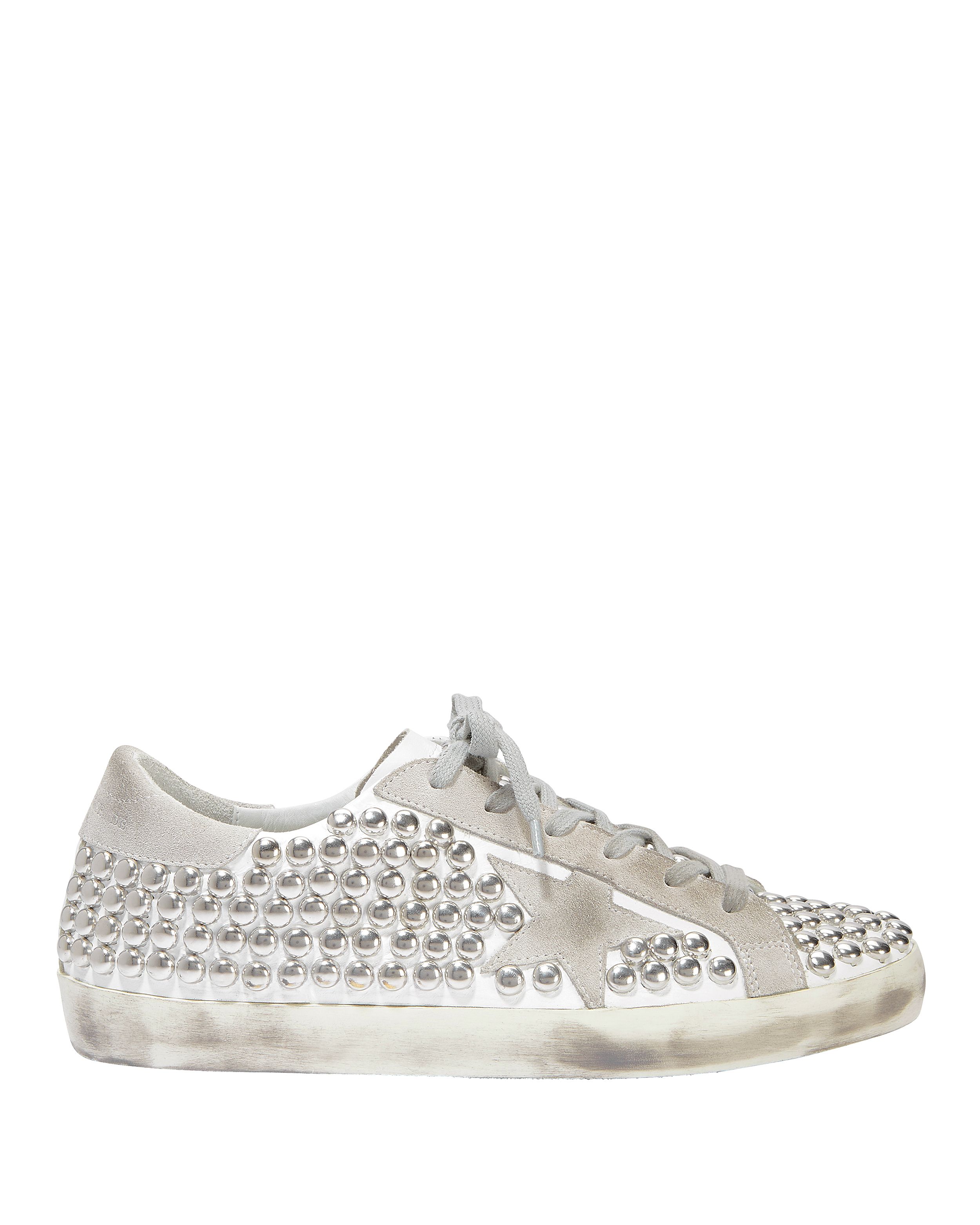 Golden Goose Superstar Silver Studded Low-Top Sneakers White 36 | Intermix