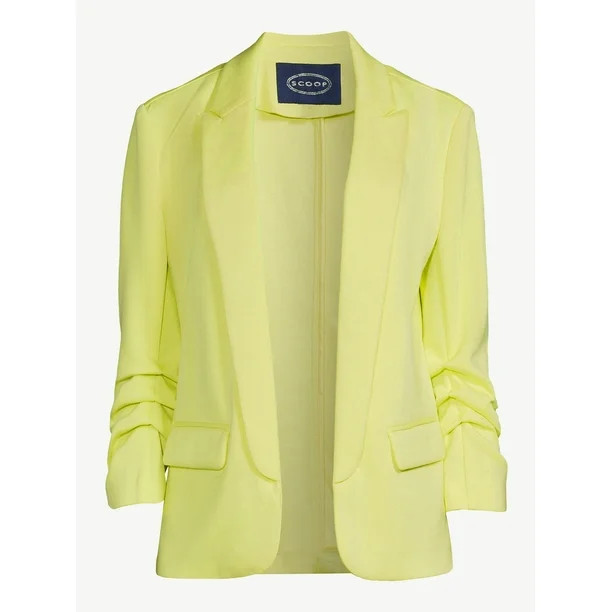 Scoop Women's Scuba Blazer with Scrunch Sleeves, Sizes XS-XXXL | Walmart (US)