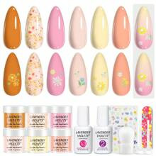 Lavender Violets Pcs Dip Powder Nail Kit Starter Colors Nude Pink Orange Yellow Glitter Dip Powder Liquid Set With Base Top Coat Activator For Begi | SHEIN