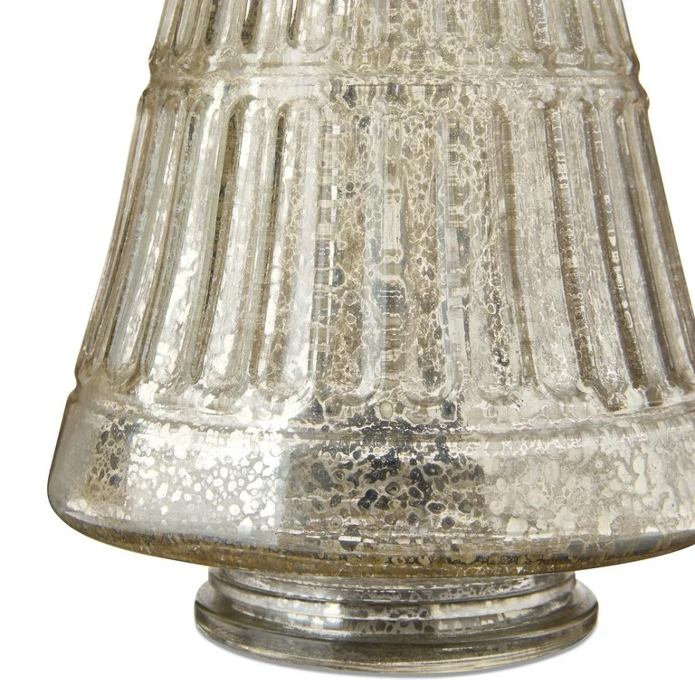 Decoración de Mesa de Árbol de Navidad Acanalado de Vidrio, Plateado, 12", de My Texas House - ... | Walmart (US)