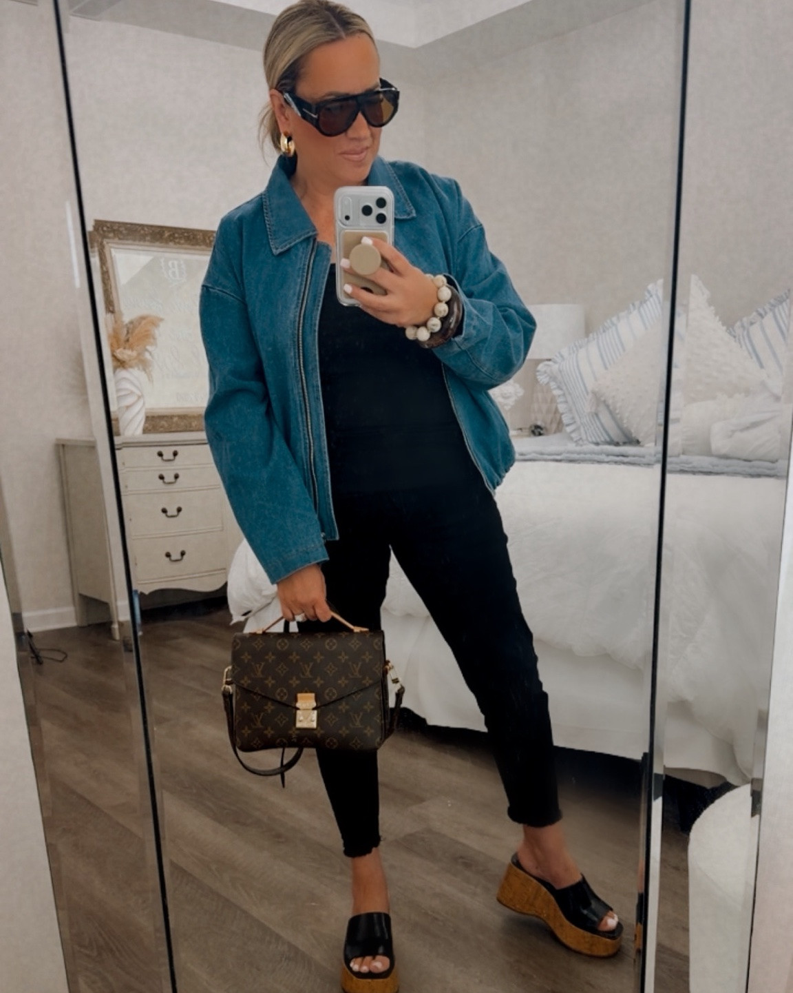 This denim jacket? Not optional—it’s the whole personality. Cropped, structured, and instantly pulls the entire look together.

And these cork wedge heels are the real statement piece giving you that perfect lift without sacrificing comfort, while still pulling the whole look together with effortless edge and confidence.

Everything is linked for you. 

#fashion #amazon #zara #denim #wedgeheels #chic #womensfashion

#LTKootd #LTKOver40