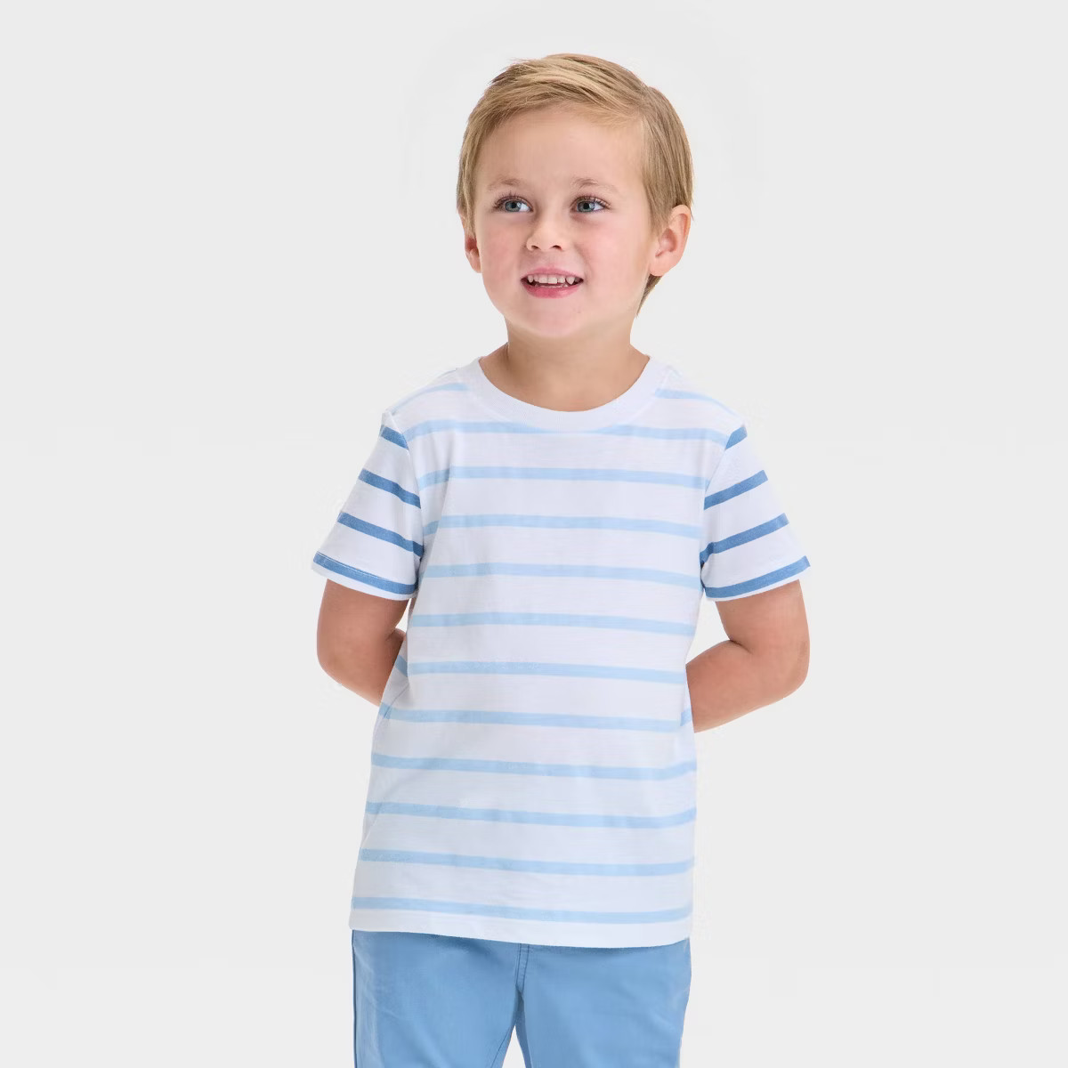 Toddler Boys' Short Sleeve Colorblock Striped T-Shirt - Cat & Jack™ Light Blue | Target