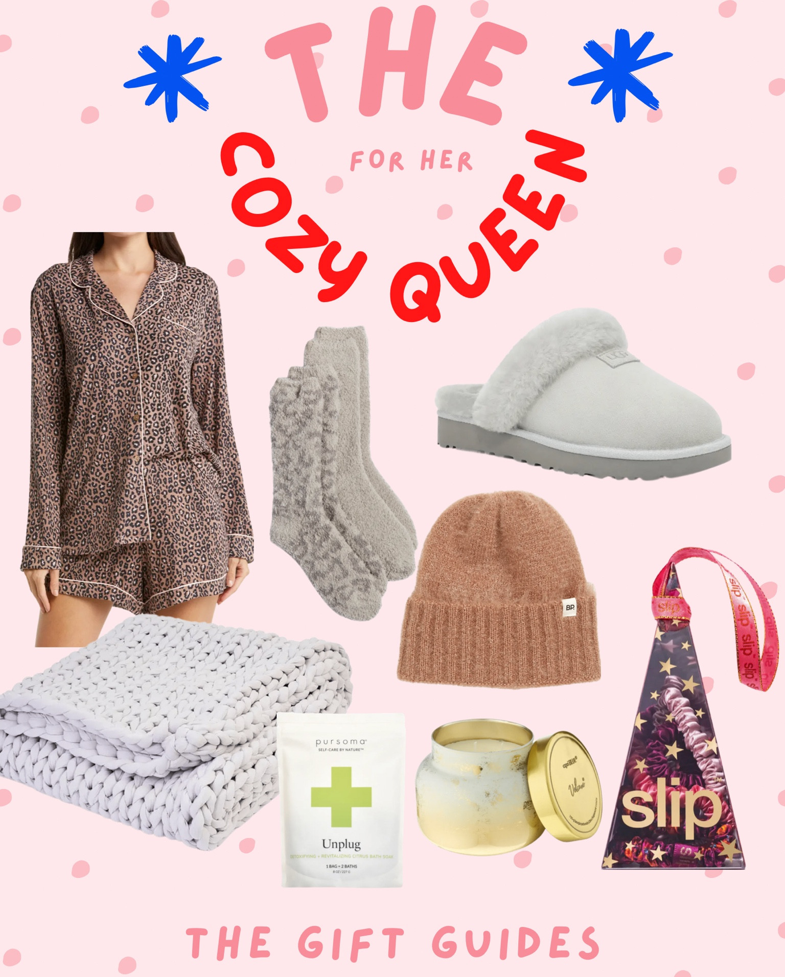 Does she like to stay in? Make her lounging luxurious with these fun holiday finds! Ugg slippers, a weighted blanket, cozy pjs, and the famous capri blue candle ✨

#LTKGiftGuide #LTKSeasonal #LTKHoliday