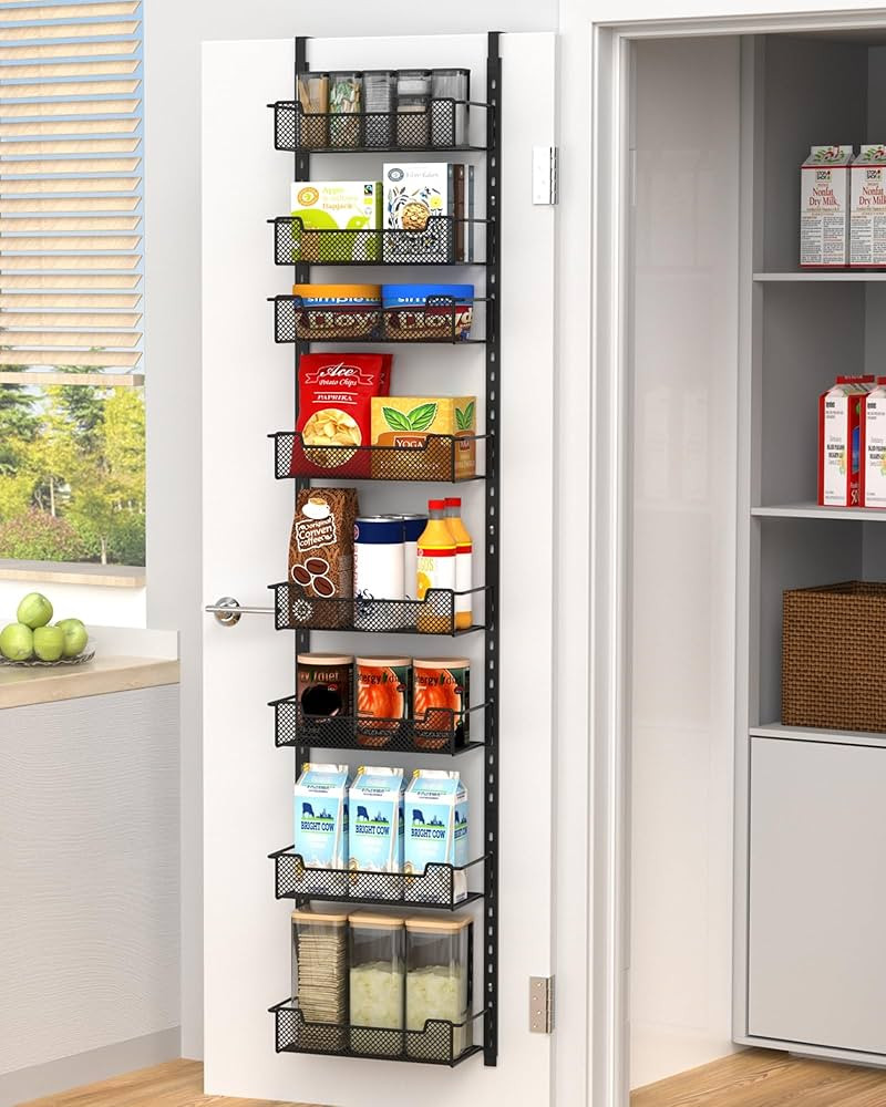 12.3" W Narrow Over the Door Pantry Organizer, 8-Tier Over the Door Organizer with Adjustable Bas... | Amazon (US)