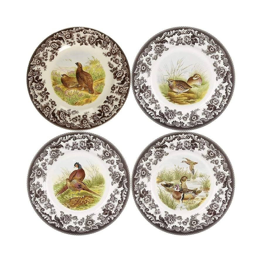 Spode Woodland Canapé Plate Set – 4 Piece 6.5 Inch Fine Porcelain Plates Featuring Red Grouse,... | Amazon (US)