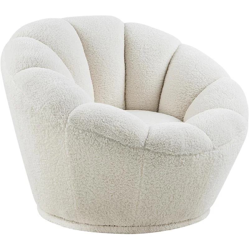 Meridian Furniture Dream Faux Sheepskin Fur Swivel Accent Chair | Walmart (US)