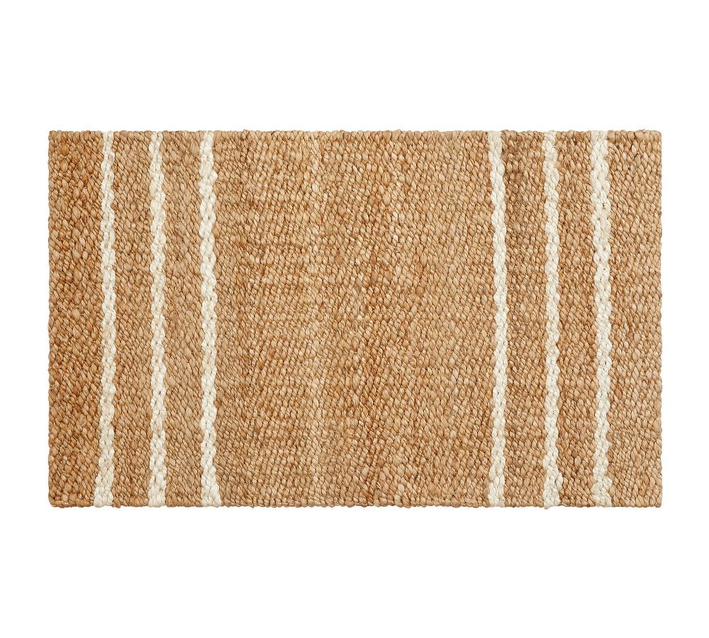 Three Stripe Natural Fiber Doormat, 18&amp;quot; x 30&amp;quot;, Honey/Parchment | Pottery Barn (US)