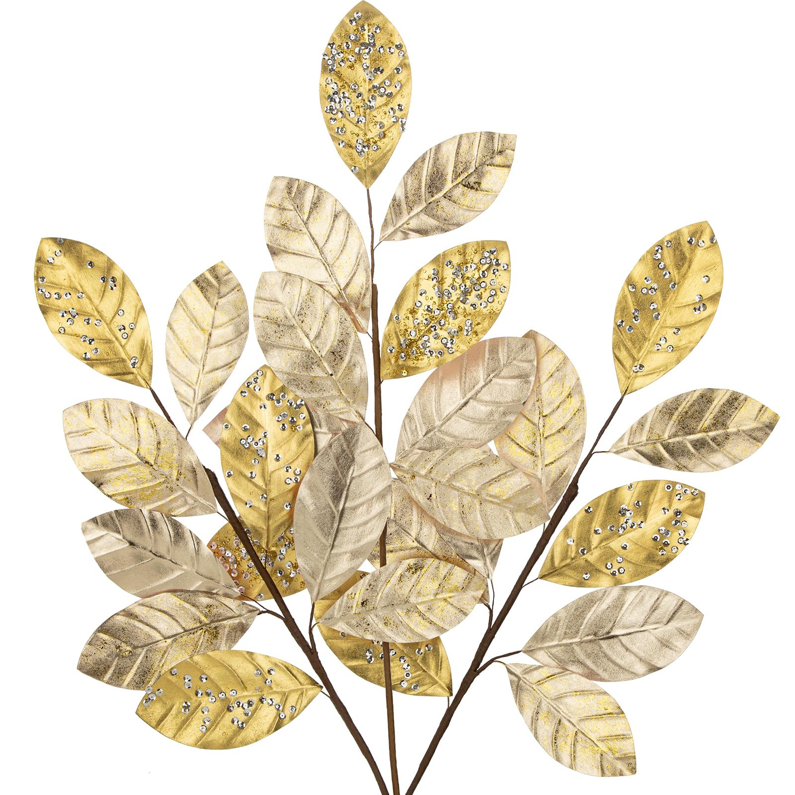 Hollyone 23.6” Christmas Tree Picks and Sprays 3Pcs Champagne Artificial Magnolia Stems Magnoli... | Amazon (US)