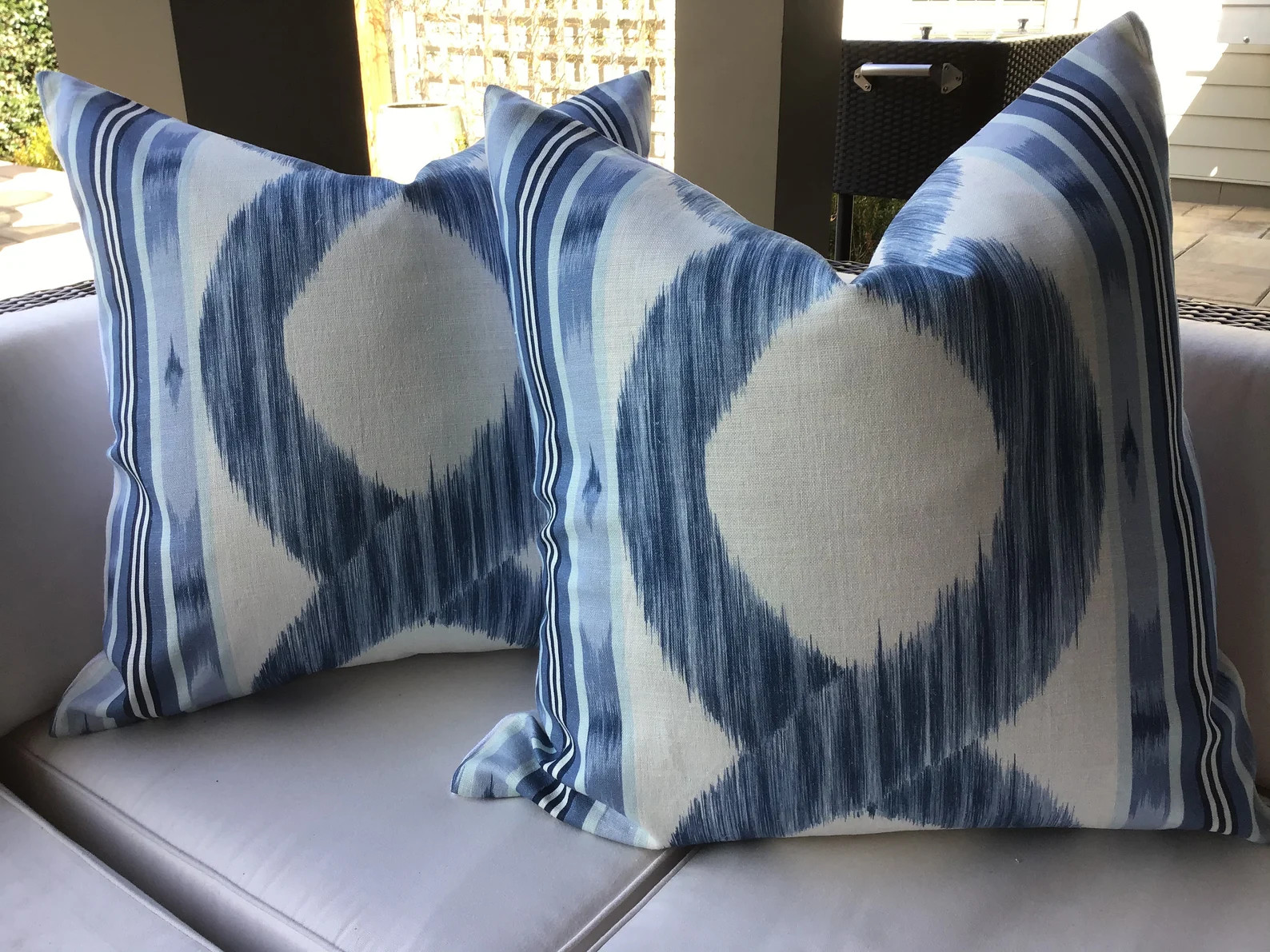 Manuel Canovas ZARINA Pillow Cover in Saphir (blue) and white linen | Etsy (Global)