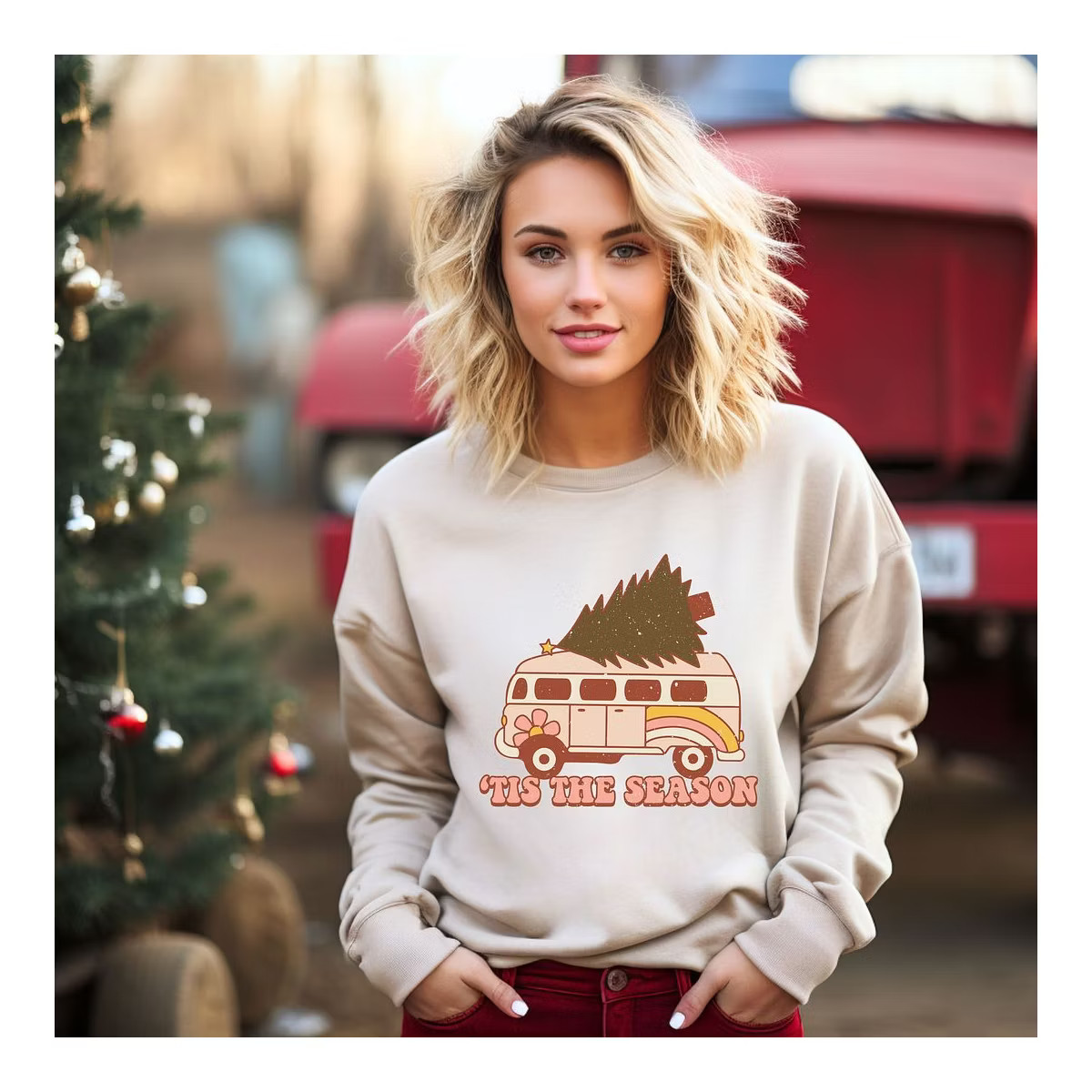 Simply Sage Market Women's Graphic Sweatshirt Hippie Tis The Season | Target