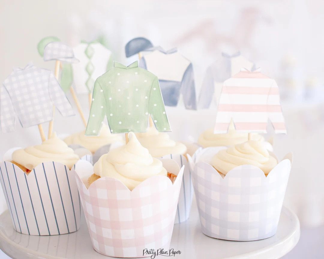 Jockey Silk Watercolor Cupcake Toppers Printable Download Watercolor Derby Theme Party Jockey Sil... | Etsy (US)