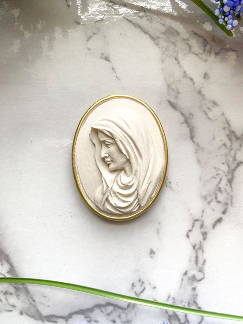 New Blessed Mother Intaglio, Madonna, Virgin Mary, Plaster Cameo - Etsy | Etsy (US)