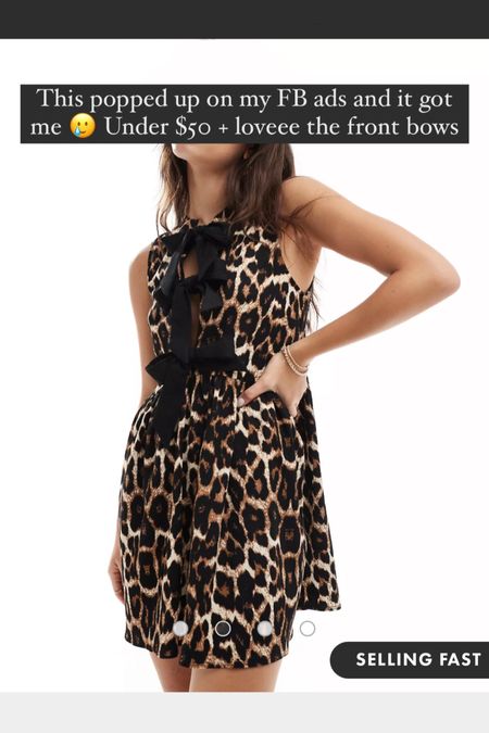 Sleeveless bow front mini dress / leopard print mini dress / leopard print dress under $50 

#LTKFindsUnder50 #LTKParties
