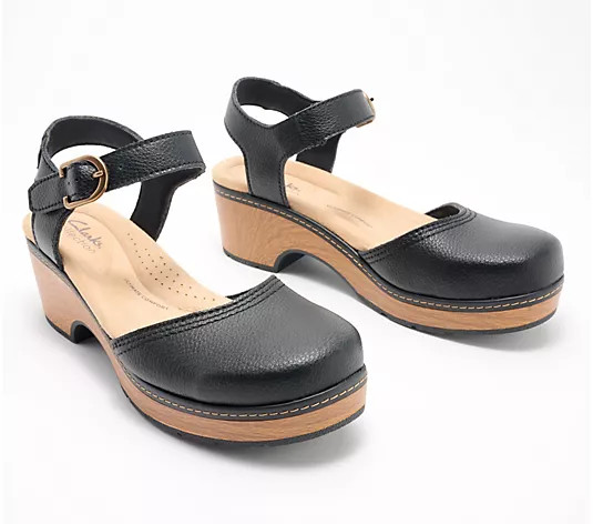Clarks Collection Leather Clogs Paizlee Bay - QVC.com | QVC