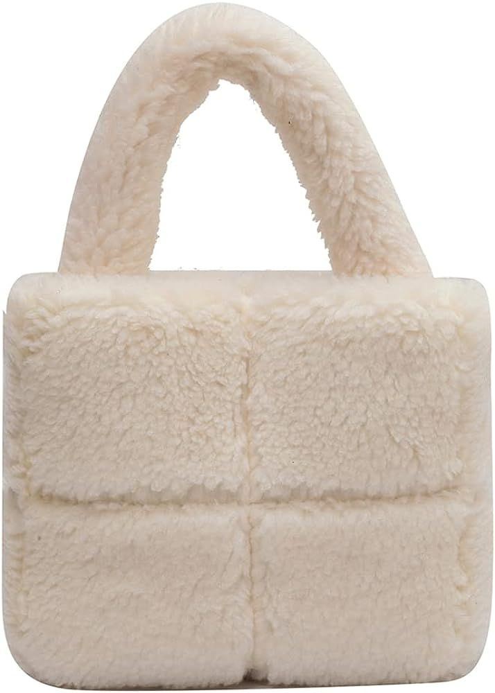 Fluffy Tote Bag Faux Fur Purse for Women Soft Fuzzy Tote Purse Girls Plush Hobo Handbag Fleece Pu... | Amazon (US)