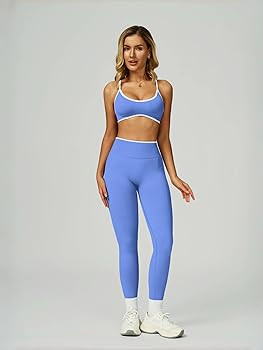 ABOCIW Womens 2 Piece Workout Sets Seamless Color Block Sports Bra Scrunch Butt Lifting High Wais... | Amazon (US)