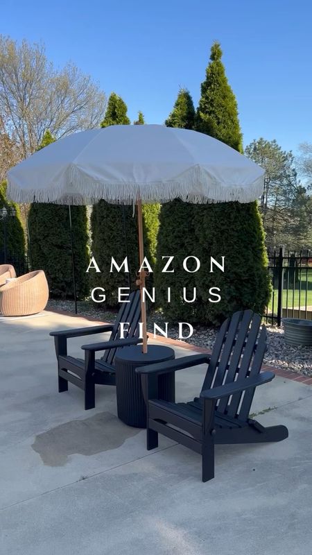 Amazon genius find. Amazon side table umbrella stand. Amazon outdoor finds. Amazon home finds. Amazon best sellers So ready for summer! Comment ‘summer time’ below for links to this awesome side table that doubles over as an umbrella stand. Now we’re waiting to get our new chaise lounges to put a few of these between them. I love that it coordinates with my reeded side table + cooler. The mechanism of this stand makes it very sturdy. We had pretty strong winds when I set it up. I was worried it’ll topple over but the water balloon inside made it secure against the winds. 

Amazon genius find
Outdoor living 
Patio design Inspo 
Amazon home find
Found it on Amazon 

#LTKsalealert #LTKhome