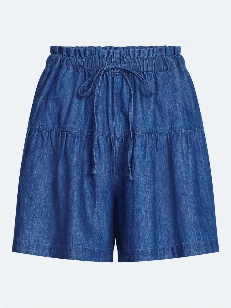 Free Assembly Women's Pull On Seamed Denim Shorts, 4" Inseam, Sizes XS-XXL | Walmart (US)