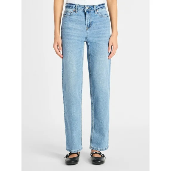 No Boundaries High-Rise Straight Leg Jeans, 30" Inseam, Women’s | Walmart (US)