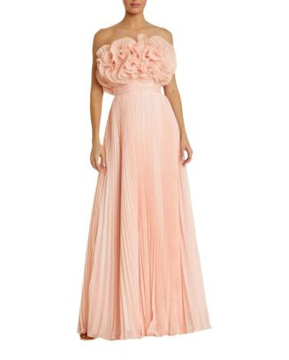 Pleated Chiffon Strapless Gown with Ruffles | Bloomingdale's (US)