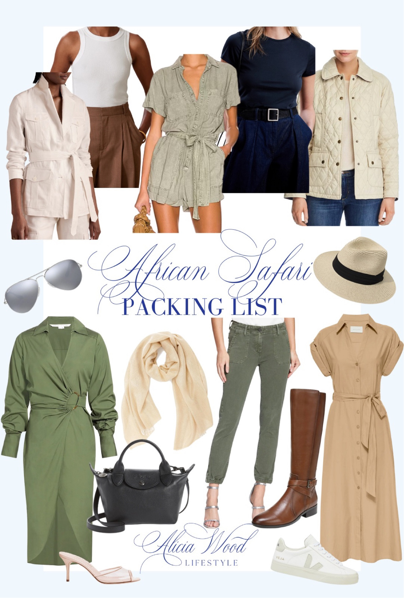 African Safari packing list!

I’ve included everything you’d need for an African Safari trip such as utility pieces like army green cargo pants, rompers, jumpsuits, jackets, coats, tall boots, bags, scarves, fedoras, midi, mini and maxi dresses, tennis shoes/sneakers, basic tops, shorts, accessories and more! 

#LTKstyletip #LTKFind #LTKtravel