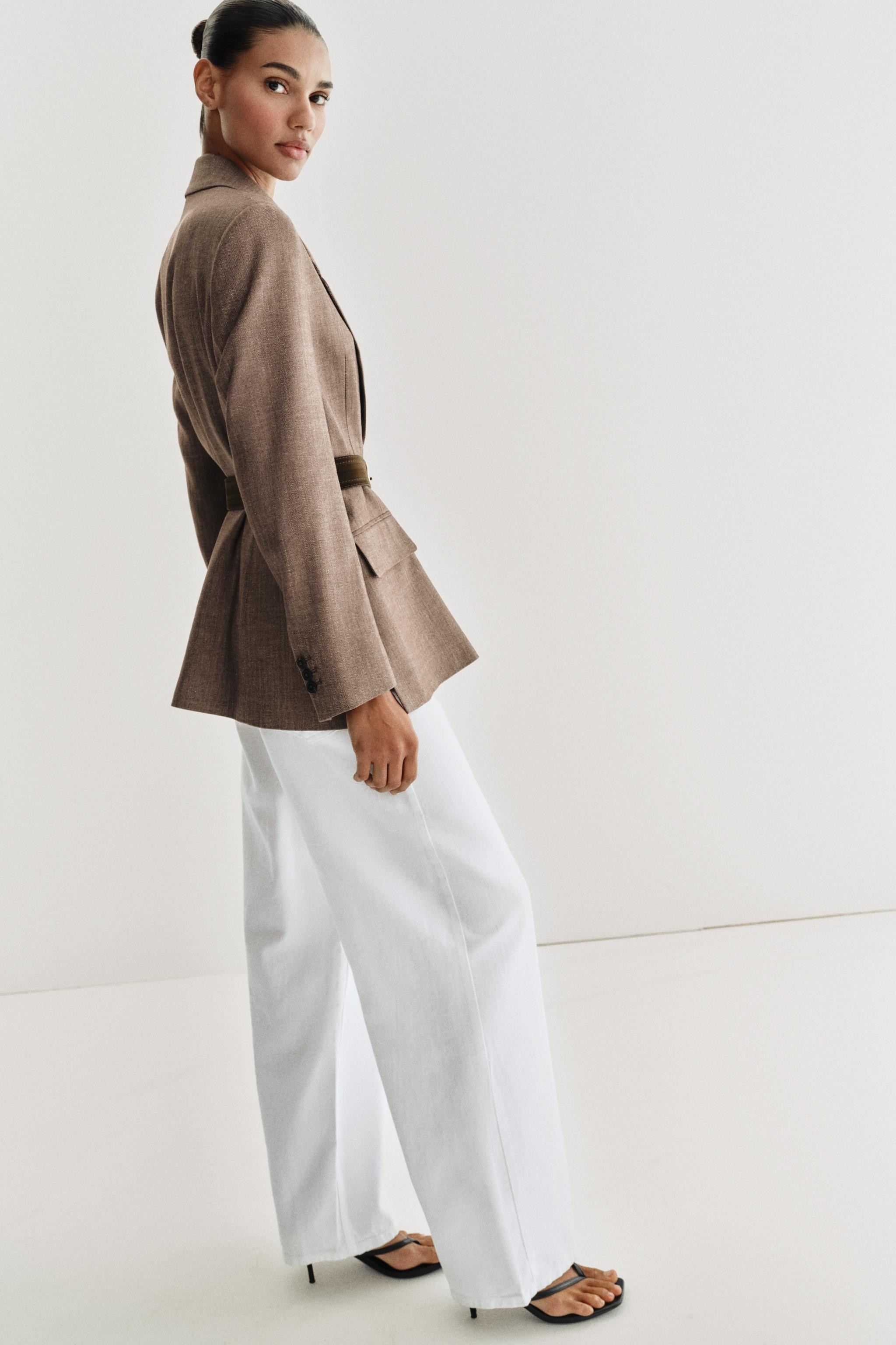 HERRINGBONE BELTED BLAZER | Zara US