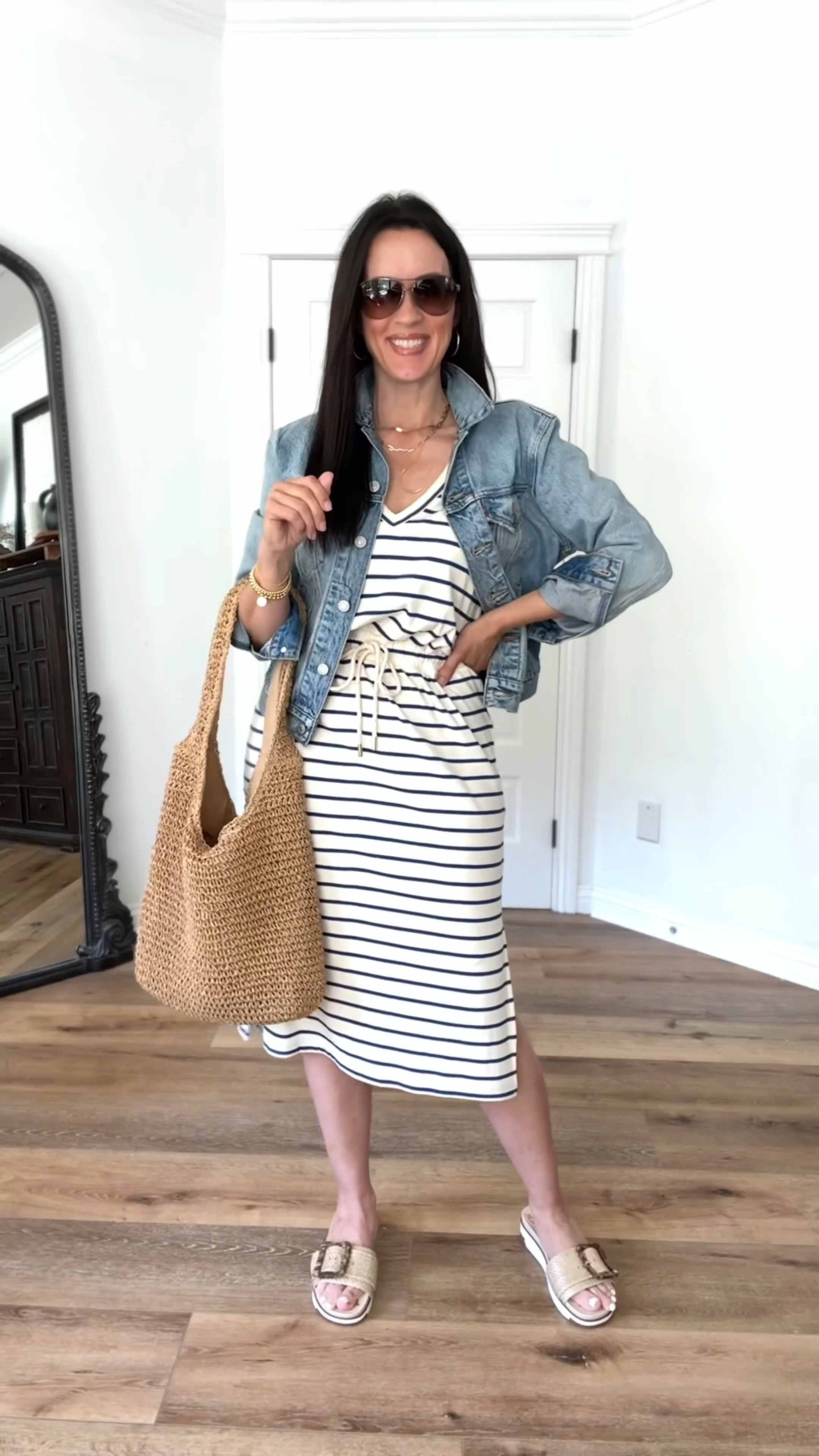 Spring style with Evereve! Nothing easier than a comfy, figure-flattering shirt dress.

Sizing:
Dress-in medium
Denim jacket-oversized, in XS
Sandals-Sam edelman, TTS

spring outfit | casual outfit | summer outfit  | straw bag | trucker jacket | jean jacket 



#LTKfindsunder100 #LTKover40 #LTKfindsunder50