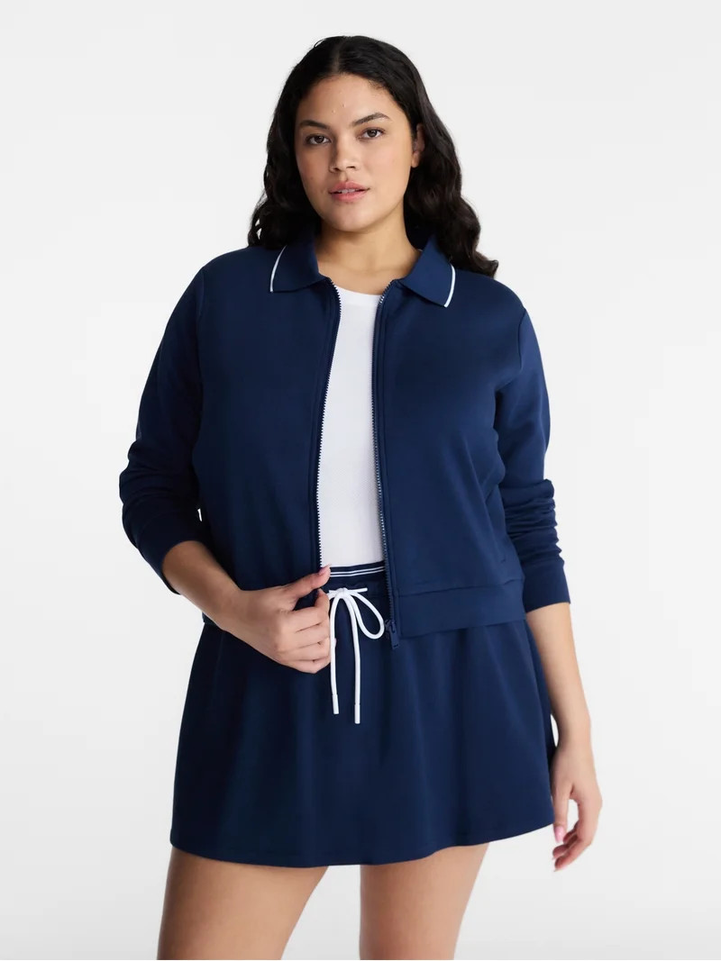 Avia Women's and Women's Plus Zip Front Pique Knit Jacket, Sizes XS-4X - Walmart.com | Walmart (US)