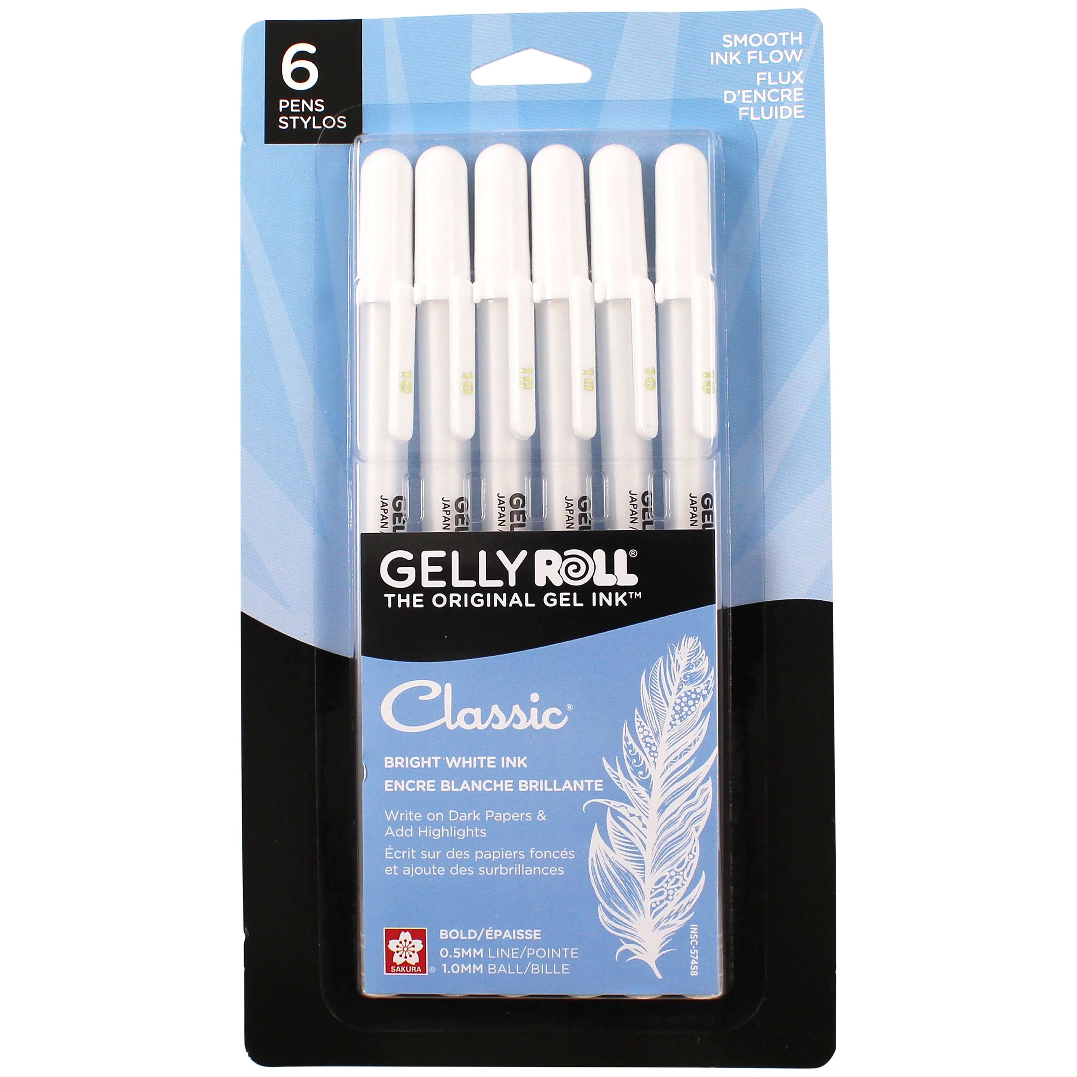 Sakura Gelly Roll Gel Pens, Bright Opaque White, Bold Point 6 Pack | Walmart (US)